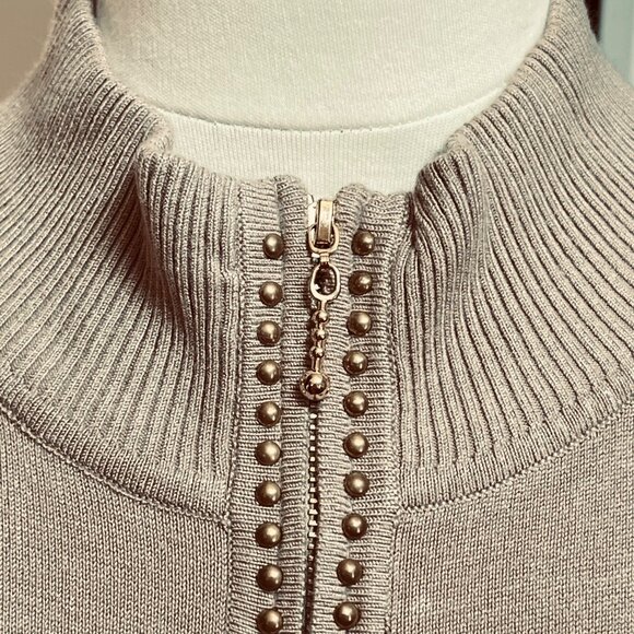 Calvin Klein Womens‎ Tan Long Sleeve Sweater Dress Knee Studded Half-Zip Size XL - Picture 9 of 9